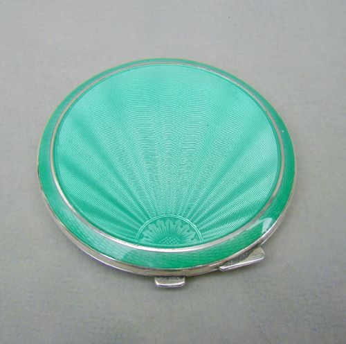 fig 1. FABULOUS GEORGE VI SILVER & GUILLOCHE ENAMEL COMPACT BY TURNER & SIMPSON, BIRMINGHAM 1946
