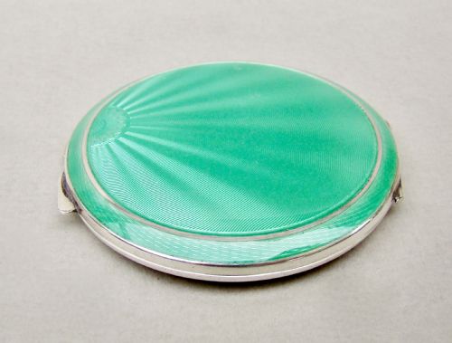 fig 2. FABULOUS GEORGE VI SILVER & GUILLOCHE ENAMEL COMPACT BY TURNER & SIMPSON, BIRMINGHAM 1946
