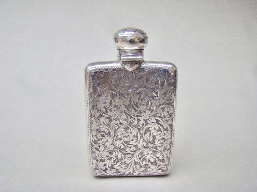 fig 1. SUPERB VICTORIAN SILVER HIP FLASK BY HILLIARD & THOMASON, BIRMINGHAM 1900
