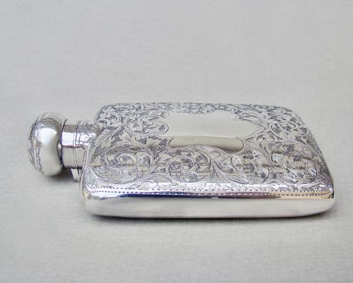 fig 2. SUPERB VICTORIAN SILVER HIP FLASK BY HILLIARD & THOMASON, BIRMINGHAM 1900