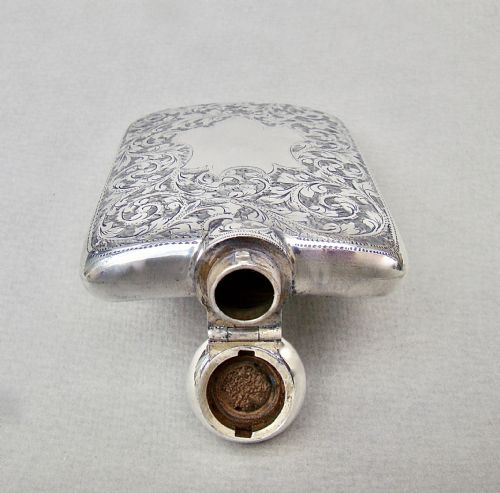 fig 3. SUPERB VICTORIAN SILVER HIP FLASK BY HILLIARD & THOMASON, BIRMINGHAM 1900