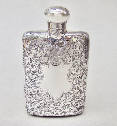 Superb Victorian Silver Hip Flask by Hilliard & Thomason, Birmingham 1900