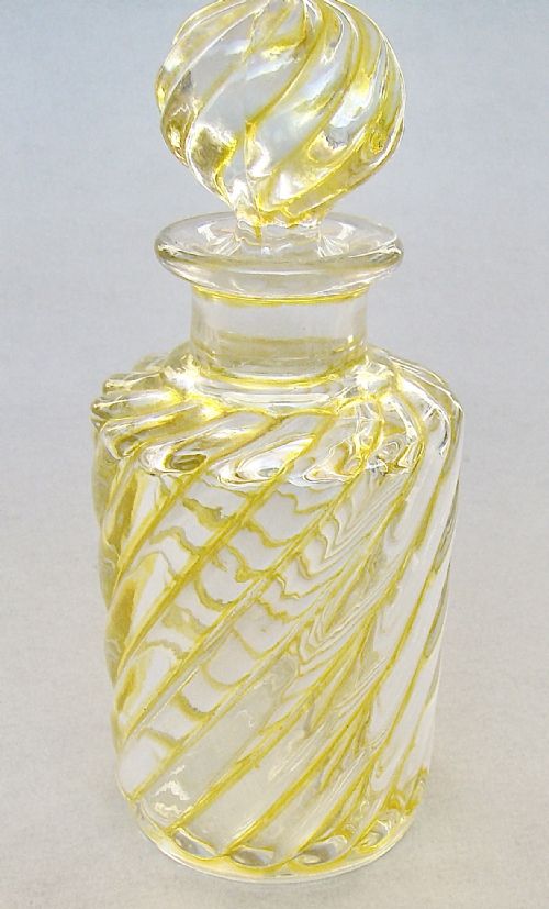VERY RARE FRENCH BACCARAT YELLOW SWIRL BAMBOU TORS PATTERN SCENT BOTTLE CIRCA 1890 - ADDITIONAL PHOTO 1