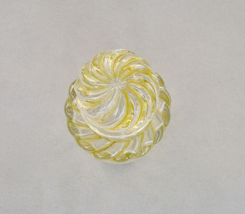 VERY RARE FRENCH BACCARAT YELLOW SWIRL BAMBOU TORS PATTERN SCENT BOTTLE CIRCA 1890 - ADDITIONAL PHOTO 2