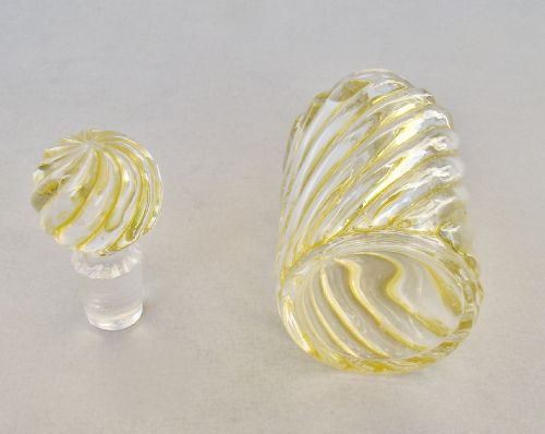 VERY RARE FRENCH BACCARAT YELLOW SWIRL BAMBOU TORS PATTERN SCENT BOTTLE CIRCA 1890 - ADDITIONAL PHOTO 4