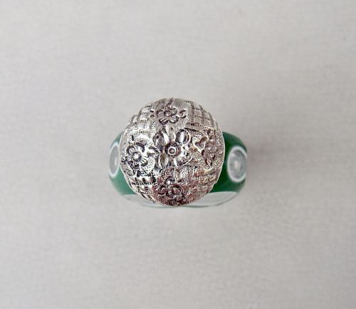 fig 1. RARE 19TH C. SILVER & BOHEMIAN TRIPLE CASED GLASS SCENT BOTTLE, CIRCA 1880