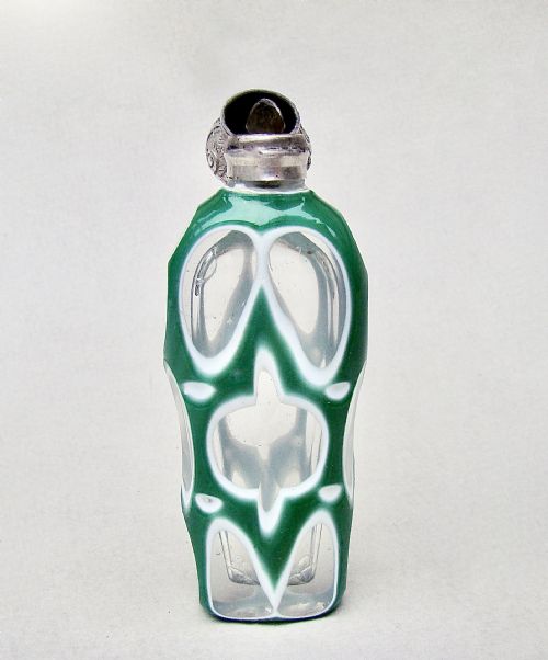 fig 2. RARE 19TH C. SILVER & BOHEMIAN TRIPLE CASED GLASS SCENT BOTTLE, CIRCA 1880