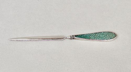 fig 2. UNUSUAL ART DECO SILVER & SHAGREEN SMALL LETTER OPENER BY MAPPIN & WEBB, BIRMINGHAM 1928