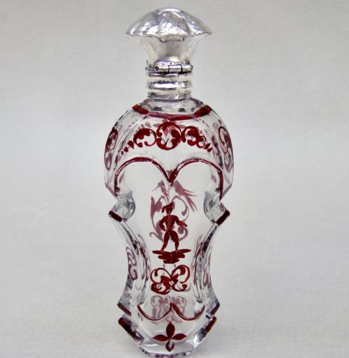 fig 1. DELIGHTFUL 19TH CENTURY DUTCH SILVER & RUBY GLASS SCENT BOTTLE , CIRCA 1890