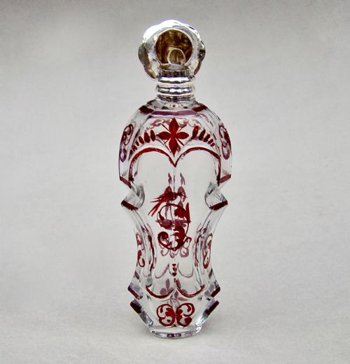 fig 2. DELIGHTFUL 19TH CENTURY DUTCH SILVER & RUBY GLASS SCENT BOTTLE , CIRCA 1890