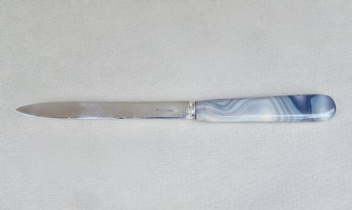 ELEGANT GEORGIAN SILVER AND AGATE LETTER OPENER BY MOSES BRENT LONDON 1812 - ADDITIONAL PHOTO 1