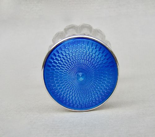 fig 2. ART DECO SILVER & GUILLOCHE ENAMEL SCENT BOTTLE BY THE ADIE BROTHERS, BIRMINGHAM 1925
