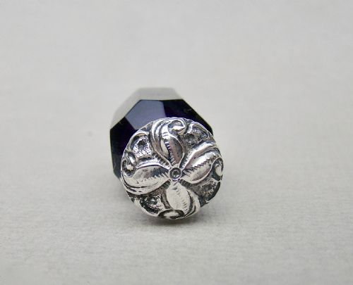 fig 3. SMALL VICTORIAN SILVER & AMETHYST SLICED-CUT GLASS SCENT BOTTLE , CIRCA 1890