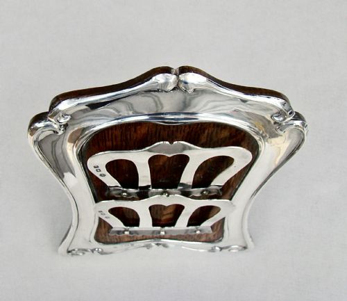 fig 3. RARE ART NOUVEAU SOLID SILVER LETTER RACK FRAME BY WILLIAM HUTTON & SONS, BIRMINGHAM 1905