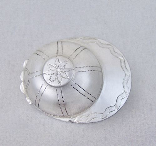 fig 1. RARE GEORGIAN SILVER JOCKEY CAP CADDY SPOON BY JOSEPH TAYLOR, BIRMINGHAM 1799