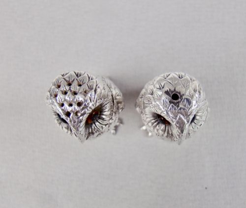 fig 2. SUPERB MID-CENTURY SOLID SILVER OWL CRUET SET BY RICHARD COMYNS, LONDON 1961 & 1963