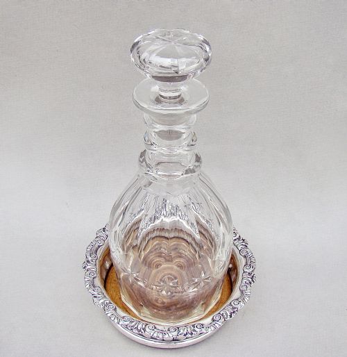 fig 1. REGENCY CUT GLASS DECANTER WITH OLD SHEFFIELD PLATE COASTER, CIRCA 1825