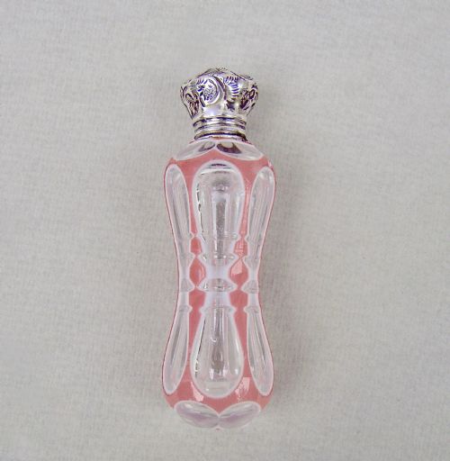 Rare 19th C. Silver & Bohemian Triple Cased Glass Scent Bottle, Circa 1880