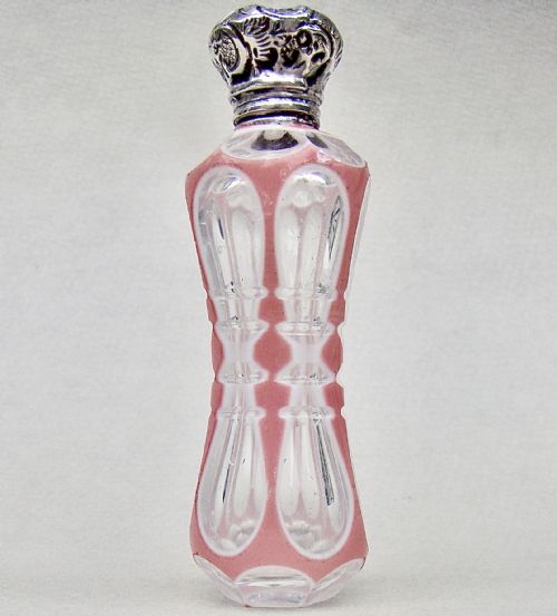 fig 2. RARE 19TH C. SILVER & BOHEMIAN TRIPLE CASED GLASS SCENT BOTTLE, CIRCA 1880