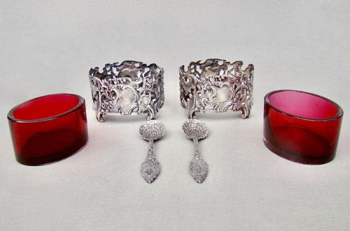 RARE PAIR OF 19TH CENTURY FRENCH SILVER SALTS SPOONS CIRCA 1890 - ADDITIONAL PHOTO 3