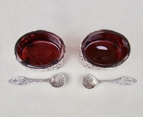 RARE PAIR OF 19TH CENTURY FRENCH SILVER SALTS SPOONS CIRCA 1890 - ADDITIONAL PHOTO 5
