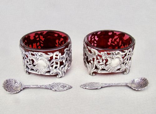 RARE PAIR OF 19TH CENTURY FRENCH SILVER SALTS SPOONS CIRCA 1890 - ADDITIONAL PHOTO 6