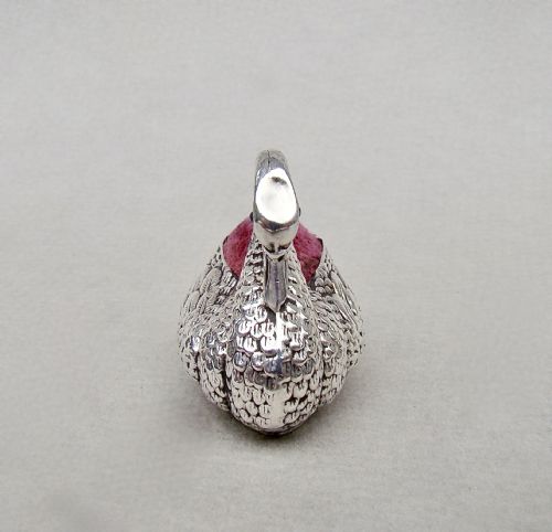 fig 3. EXQUISITE EDWARDIAN SILVER SWAN PIN CUSHION BY ADIE & LOVEKIN, BIRMINGHAM 1908