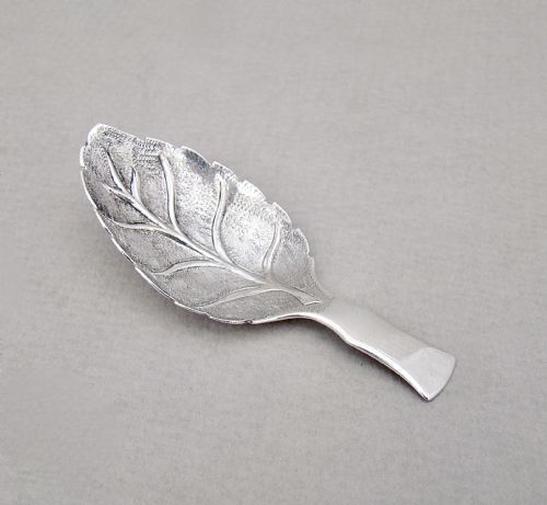 fig 1. RARE GEORGIAN SILVER LEAF-SHAPED SILVER CADDY SPOON BY ROBERT RUTLAND, LONDON 1807