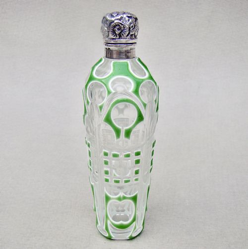 fig 1. FABULOUS EDWARDIAN SILVER & BOHEMIAN TRIPLE CASED GLASS SCENT BOTTLE BY CHARLES MAY, BIRMINGHAM 1905