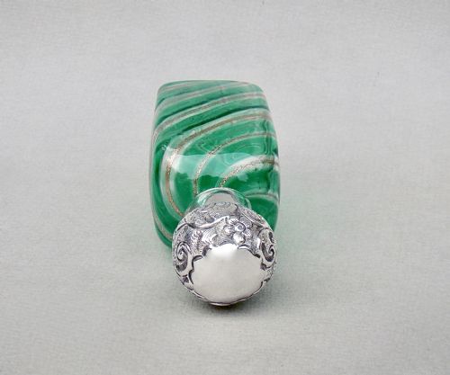 fig 2. DELIGHTFUL VICTORIAN SILVER MOUNTED LATTICINO GLASS SCENT BOTTLE, CIRCA 1890