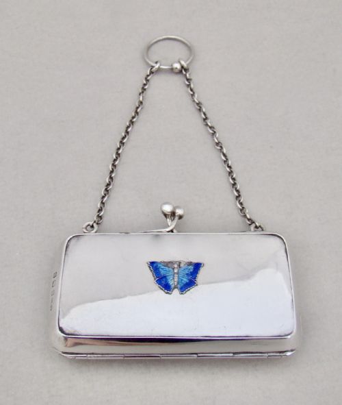 Unusual George V Silver Cocktail Purse by Henry Clifford Davis, Birmingham 1917