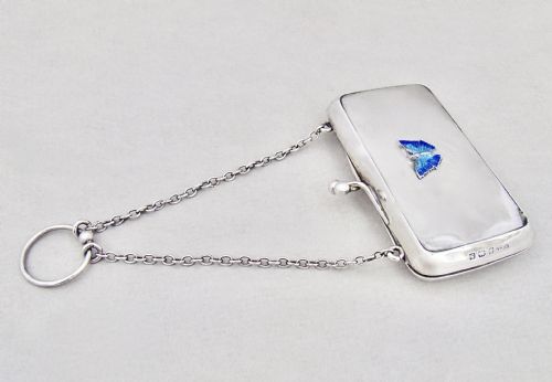 fig 3. UNUSUAL GEORGE V SILVER COCKTAIL PURSE BY HENRY CLIFFORD DAVIS, BIRMINGHAM 1917