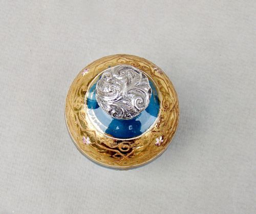 fig 2. EXQUISITE EDWARDIAN SILVER MOUNTED TURQUOISE & GILT MOSER GLASS SCENT BOTTLE, BIRMINGHAM 1905