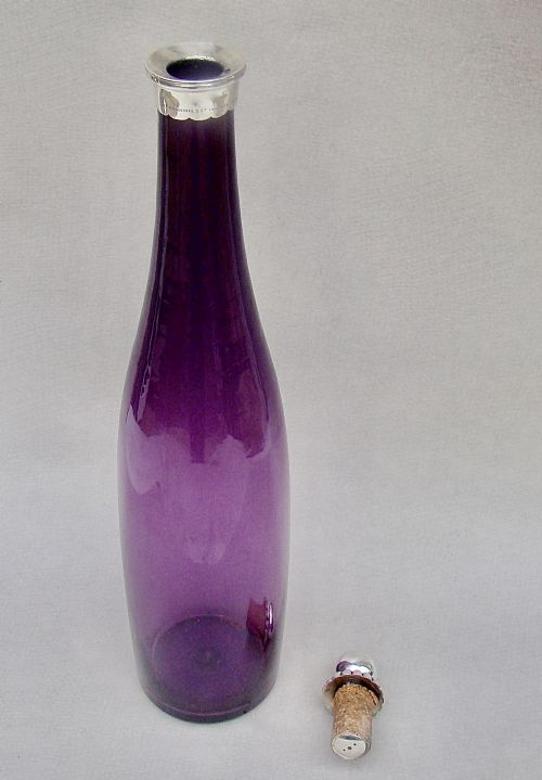 fig 2. RARE VICTORIAN SILVER MOUNTED AMETHYST GLASS DECANTER BY THOMAS STAPLETON, LONDON 1889
