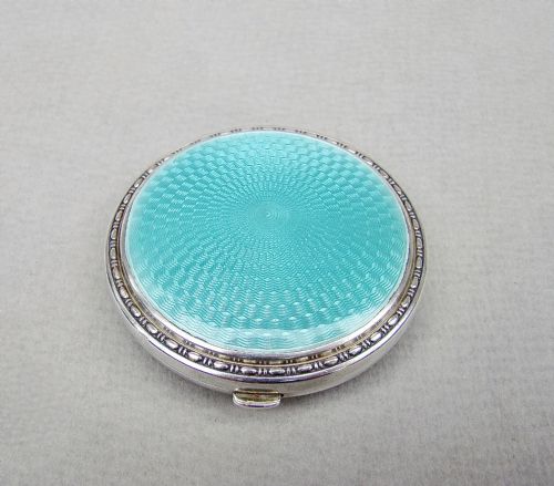 fig 2. FABULOUS ART DECO SILVER AND GUILLOCHE ENAMEL COMPACT BY CRISFORD & NORRIS, BIRMINGHAM 1931