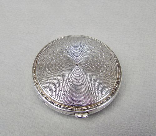 fig 1. FABULOUS ART DECO SILVER AND GUILLOCHE ENAMEL COMPACT BY CRISFORD & NORRIS, BIRMINGHAM 1931