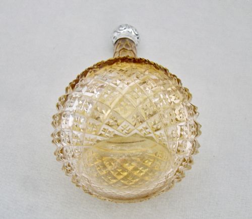 fig 3. RARE VICTORIAN SILVER MOUNTED GRADUATED AMBER CUT GLASS SCENT BOTTLE BY CHARLES MAY, BIRMINGHAM 1898