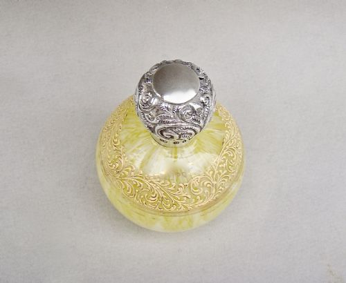 fig 2. UNUSUAL VICTORIAN SILVER MOUNTED SPATTER GLASS SCENT BOTTLE BY CHARLES MAY, BIRMINGHAM 1897