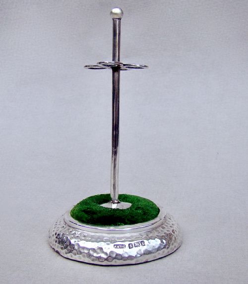 fig 1. UNUSUAL EDWARDIAN PLANISHED SILVER HAT PIN HOLDER BY A&J ZIMMERMAN, BIRMINGHAM 1905

