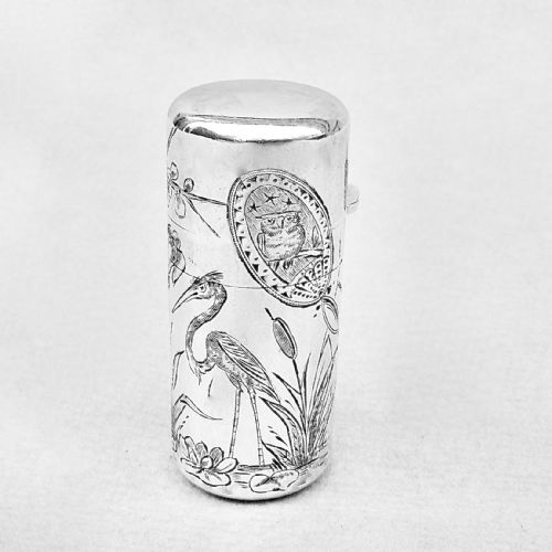 Fabulous Victorian Silver Aesthetic Movement Scent Bottle by Sampson Mordan, London 1881
