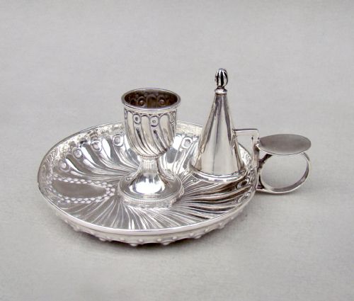fig 1. DELIGHTFUL VICTORIAN SILVER CHAMBERSTICK BY WILLIAM COMYNS, LONDON 1891