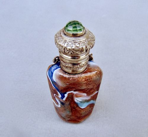 fig 1. RARE MURANO AVENTURINE GLASS PERFUME BOTTLE, CIRCA 1850