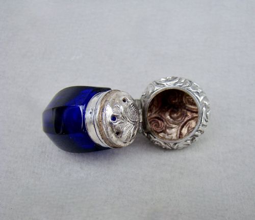 fig 1. VICTORIAN SILVER & BLUE GLASS