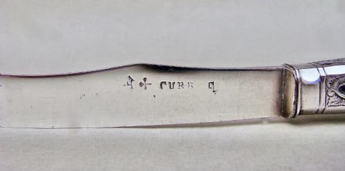 fig 2. GEORGIAN SILVER PLATED AGATE HANDLED TABLE KNIFE, CIRCA 1795