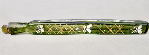 Rare Oxford Lavender  Gilt & Enamelled Green Glass Scent Bottle, Circa 1860