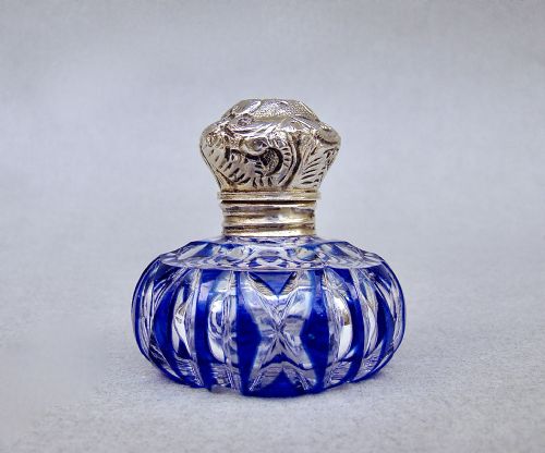 Fabulous Victorian Silver Mounted Bristol Blue Glass Vinaigrette, Circa 1890