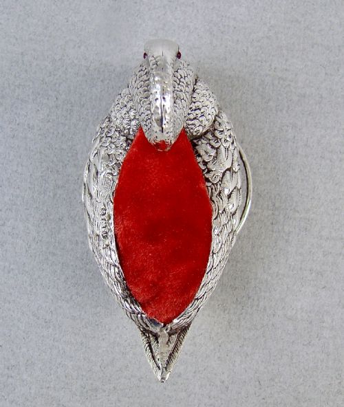fig 2. RARE EDWARDIAN SILVER SWAN PIN CUSHION BY ADIE & LOVEKIN, BIRMINGHAM 1908