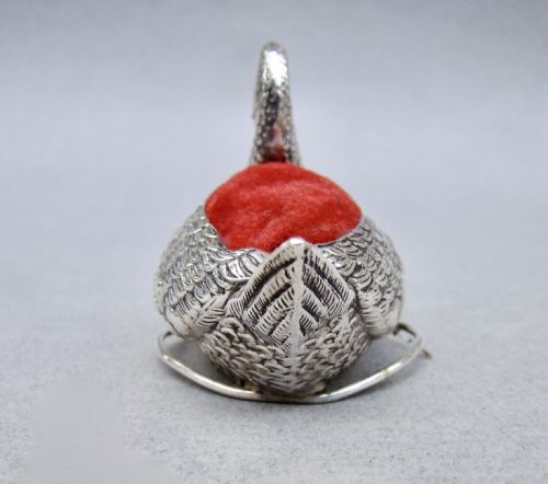 fig 3. RARE EDWARDIAN SILVER SWAN PIN CUSHION BY ADIE & LOVEKIN, BIRMINGHAM 1908