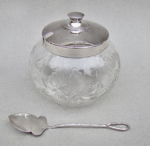 fig 1. FABULOUS ART DECO SILVER MOUNTED PRESERVE JAR BY THE COOPER BROTHERS, SHEFFIELD 1921