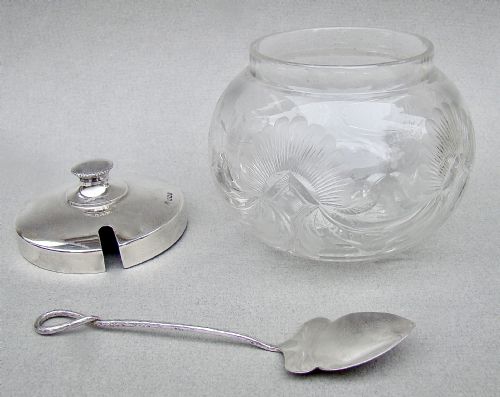 fig 3. FABULOUS ART DECO SILVER MOUNTED PRESERVE JAR BY THE COOPER BROTHERS, SHEFFIELD 1921